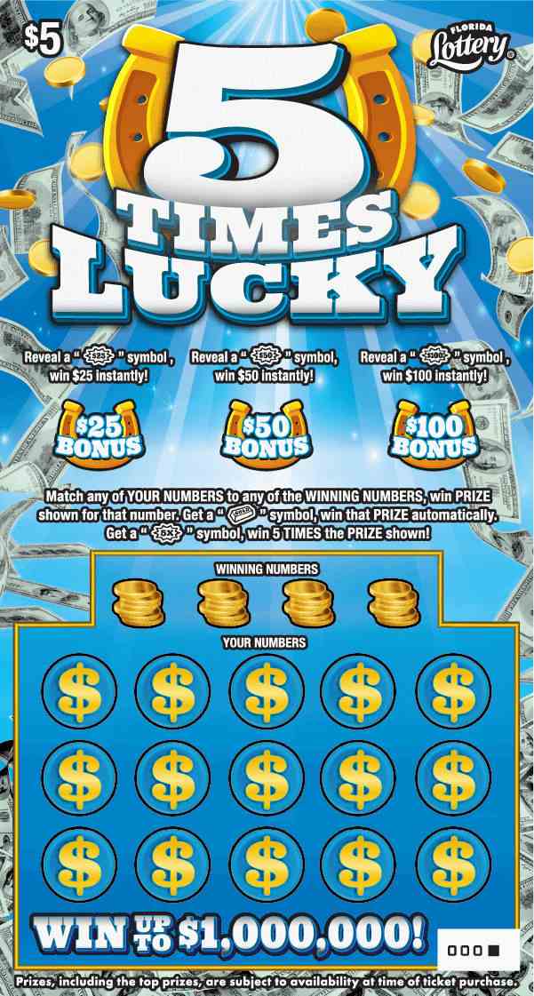 5 Times Lucky scratchcard - game number #1588 - front