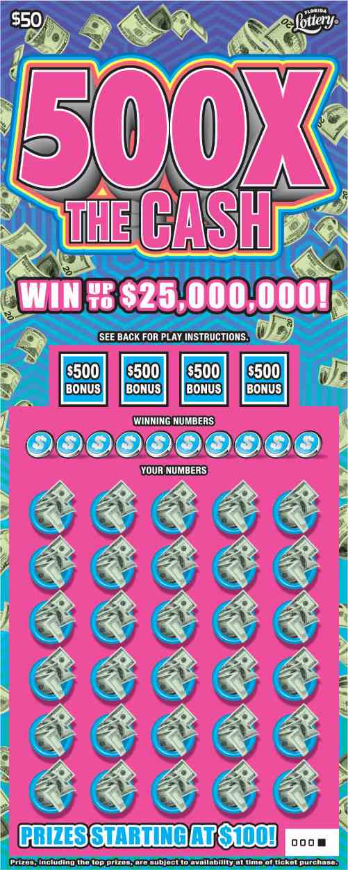 500X The Cash scratchcard - game number #1627 - front
