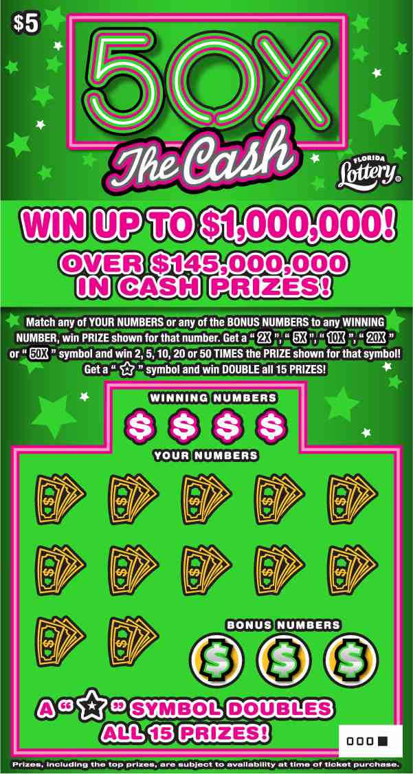 50X THE CASH scratchcard - game number #1553 - front