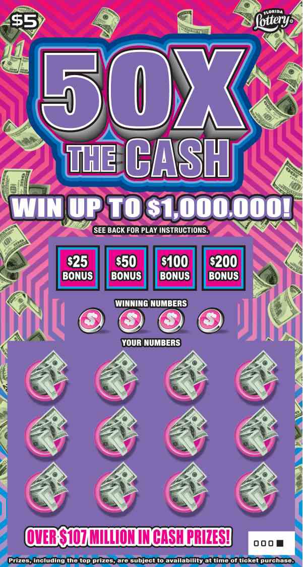 50X The Cash scratchcard - game number #1621 - front