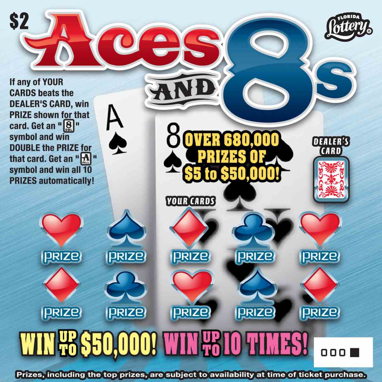 ACES AND 8S scratchcard - game number #1541 - front