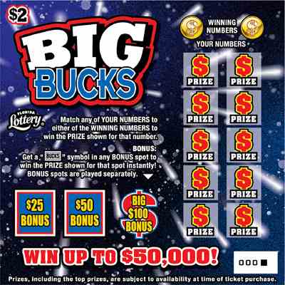 Big Bucks scratchcard - game number #1637 - front