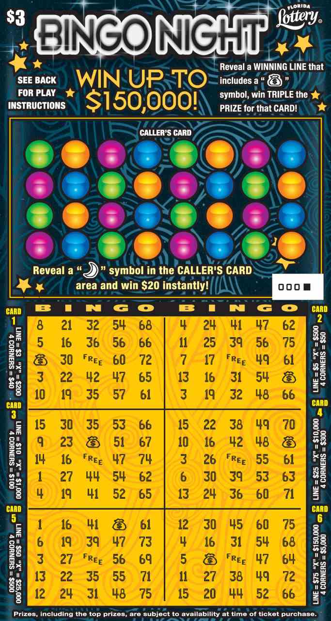 BINGO NIGHT scratchcard - game number #1549 - front