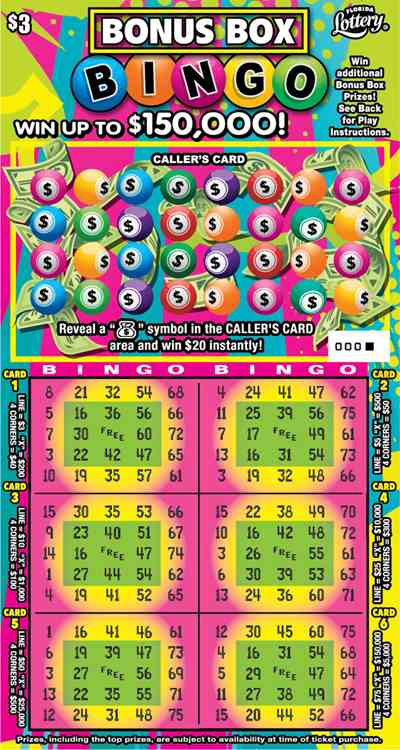 Bonus Box Bingo scratchcard - game number #1617 - front