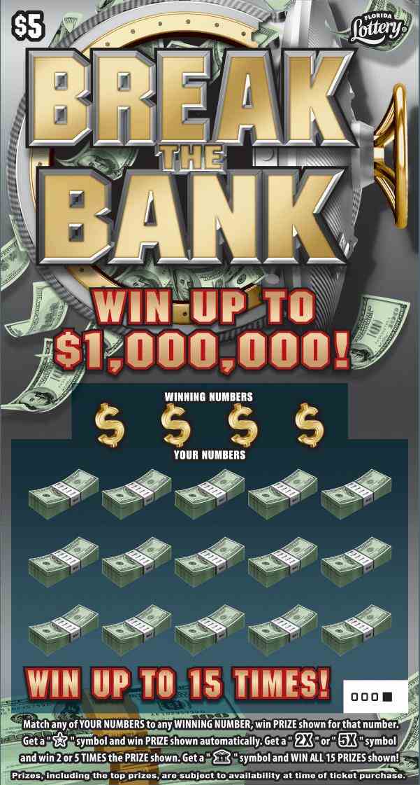 Break The Bank scratchcard - game number #1606 - front