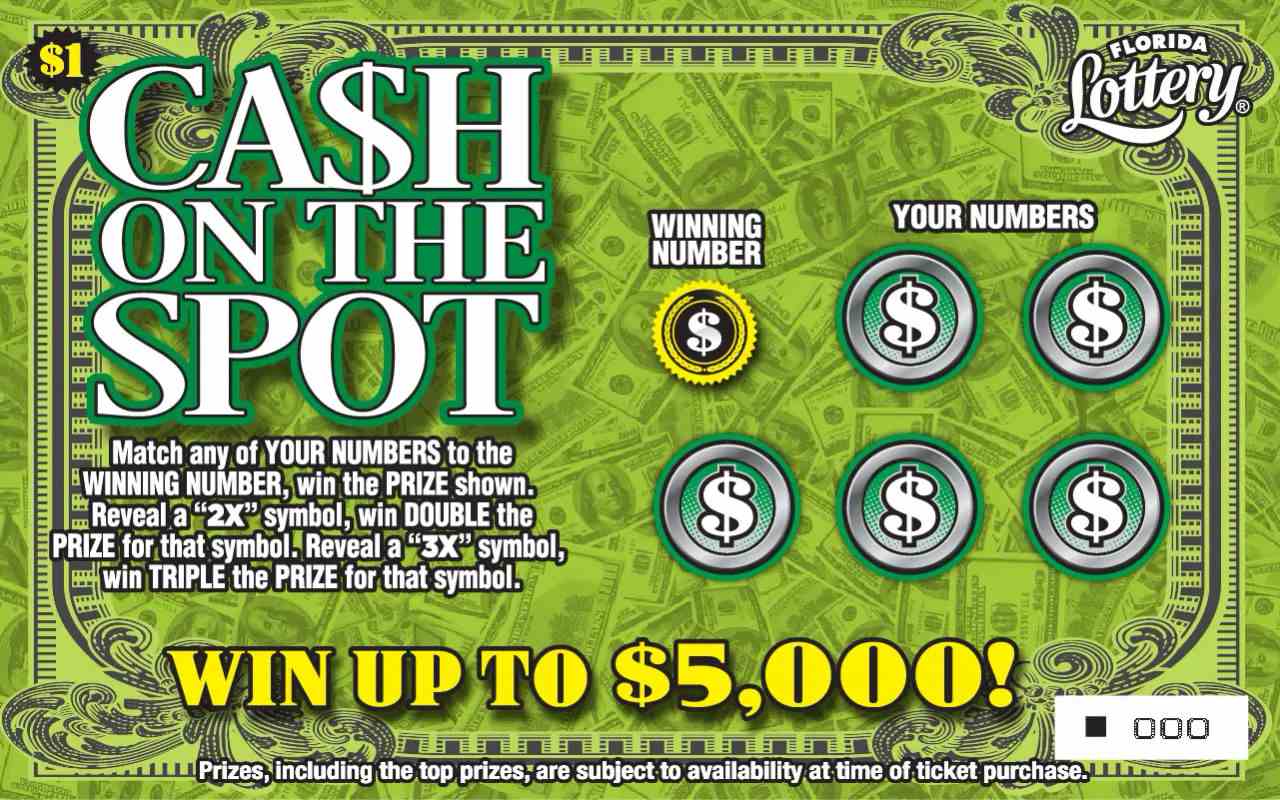 CA$H ON THE SPOT scratchcard - game number #5050 - front