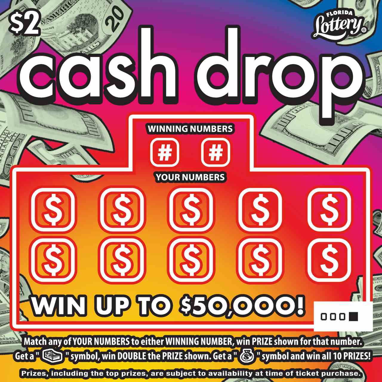 CASH DROP scratchcard - game number #1537 - front