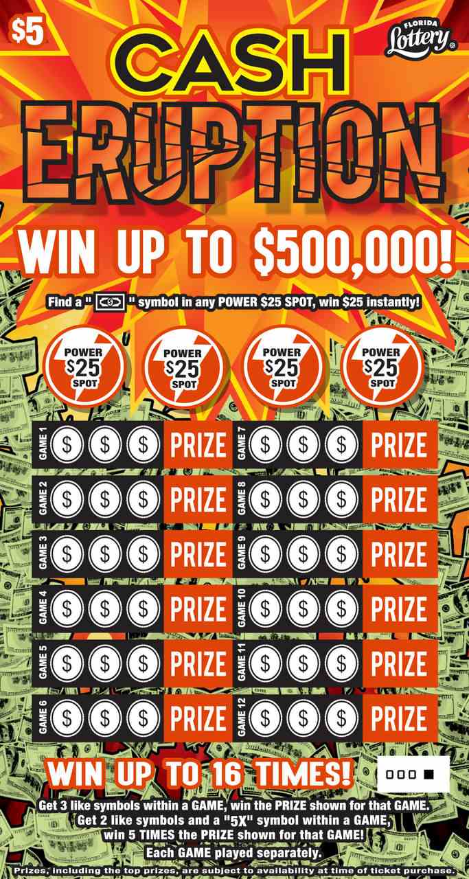 CASH ERUPTION scratchcard - game number #1521 - front