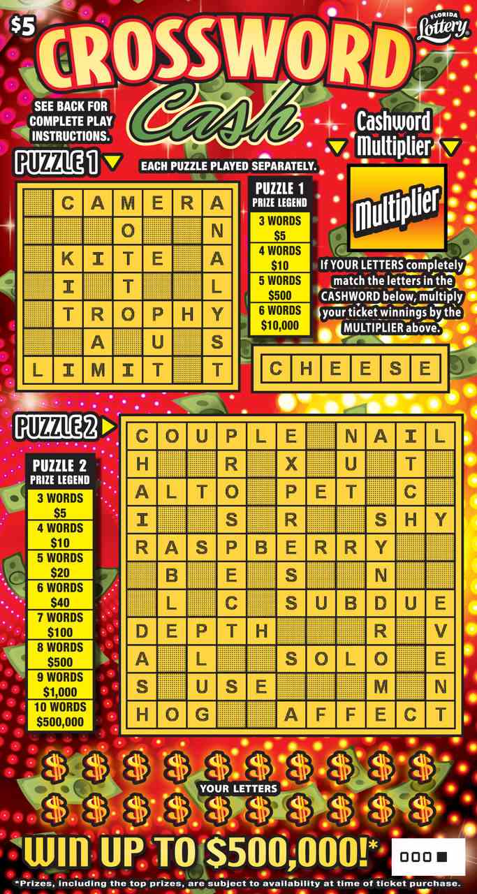 CROSSWORD CASH scratchcard - game number #1499 - front