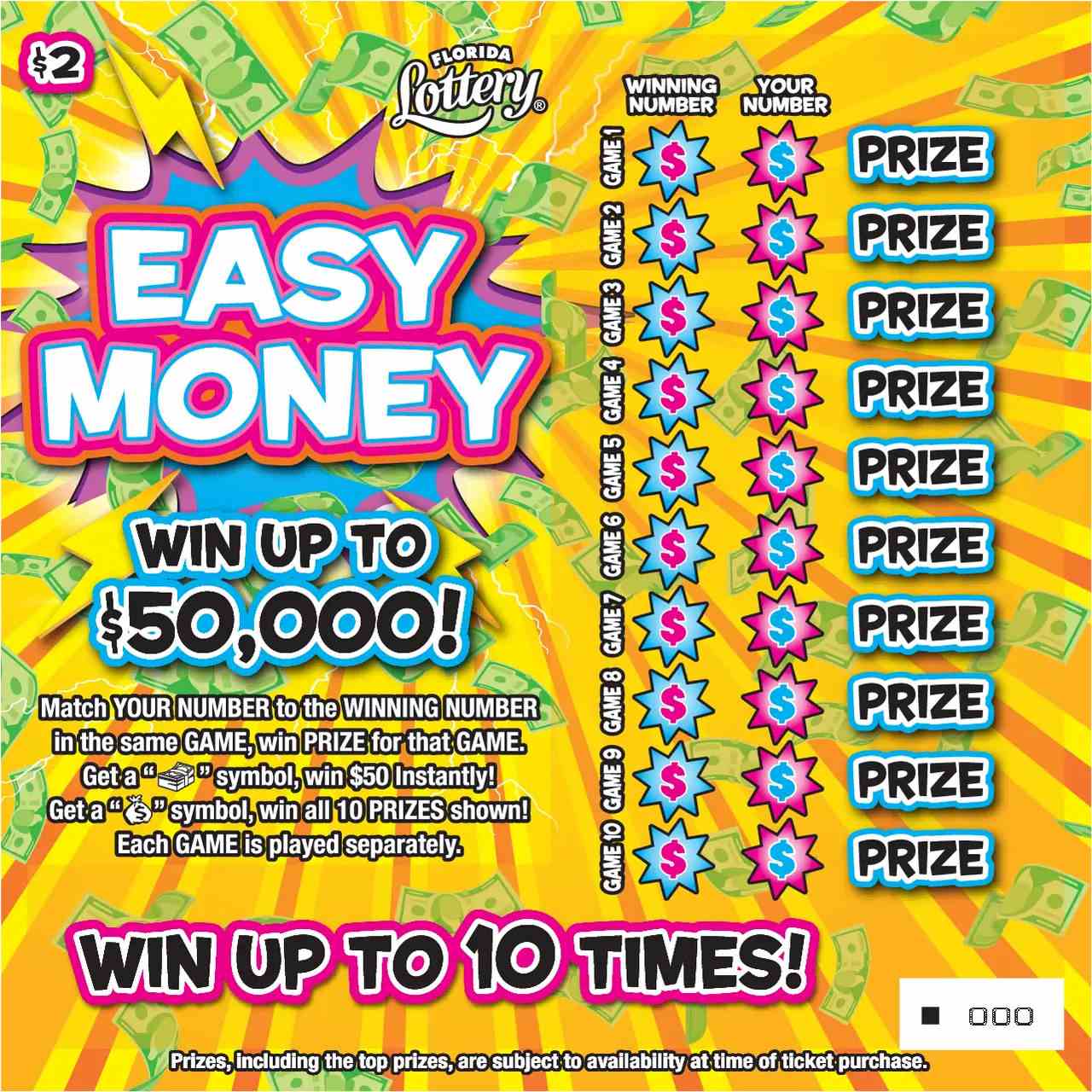 EASY MONEY scratchcard - game number #5057 - front