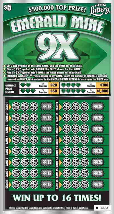 EMERALD MINE 9X scratchcard - game number #5055 - front