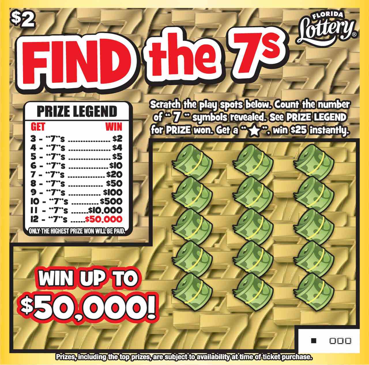 Find The 7S scratchcard - game number #5060 - front