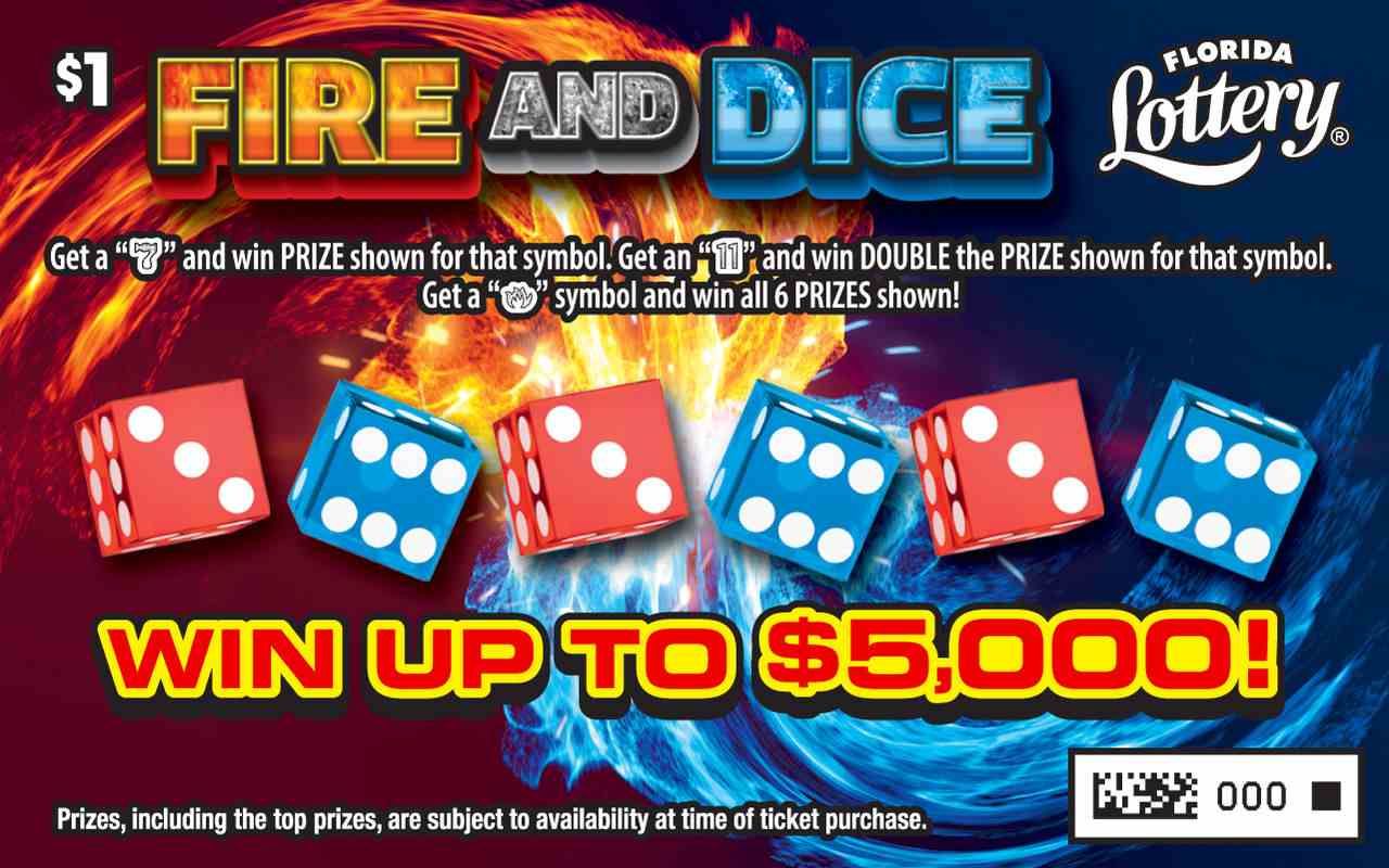 FIRE AND DICE scratchcard - game number #7026 - front