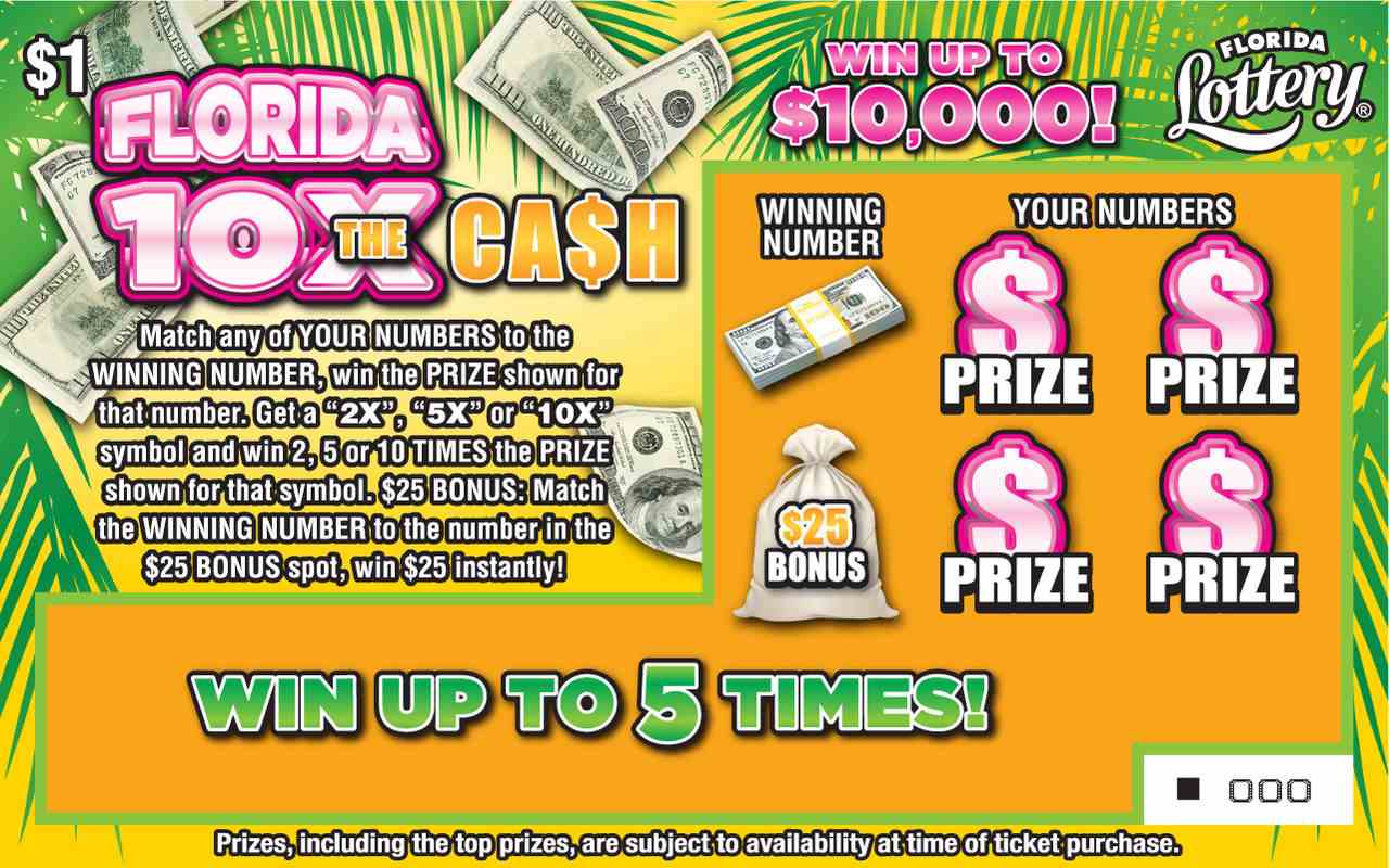 FLORIDA 10X THE CASH scratchcard - game number #5044 - front