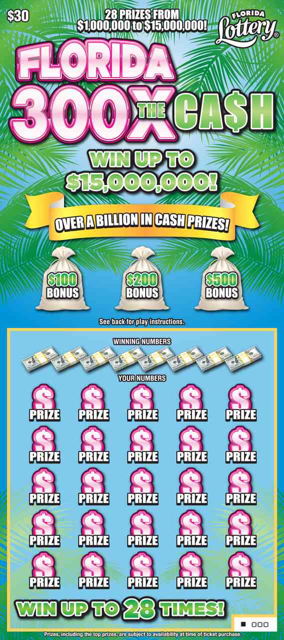 FLORIDA 300X THE CASH scratchcard - game number #5048 - front