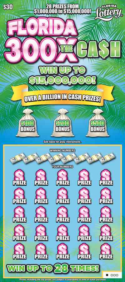 FLORIDA 300X THE CASH scratchcard - game number #5048 - front