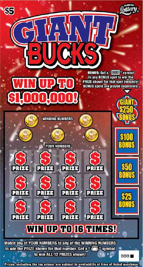Giant Bucks scratchcard - game number #1638 - front