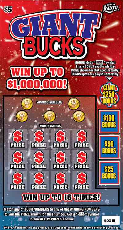 Giant Bucks scratchcard - game number #1638 - front