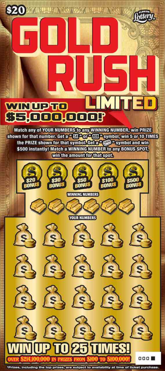 GOLD RUSH LIMITED scratchcard - game number #1501 - front