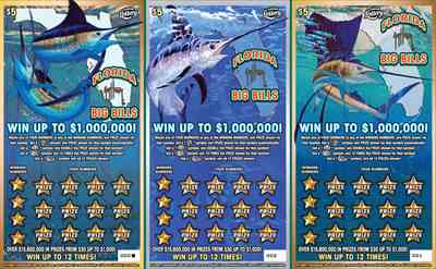 Guy Harvey $1M Florida Big Bills scratchcard - game number #1596 - front