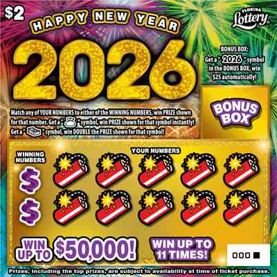 Happy New Year 2026 scratchcard - game number #1615 - front