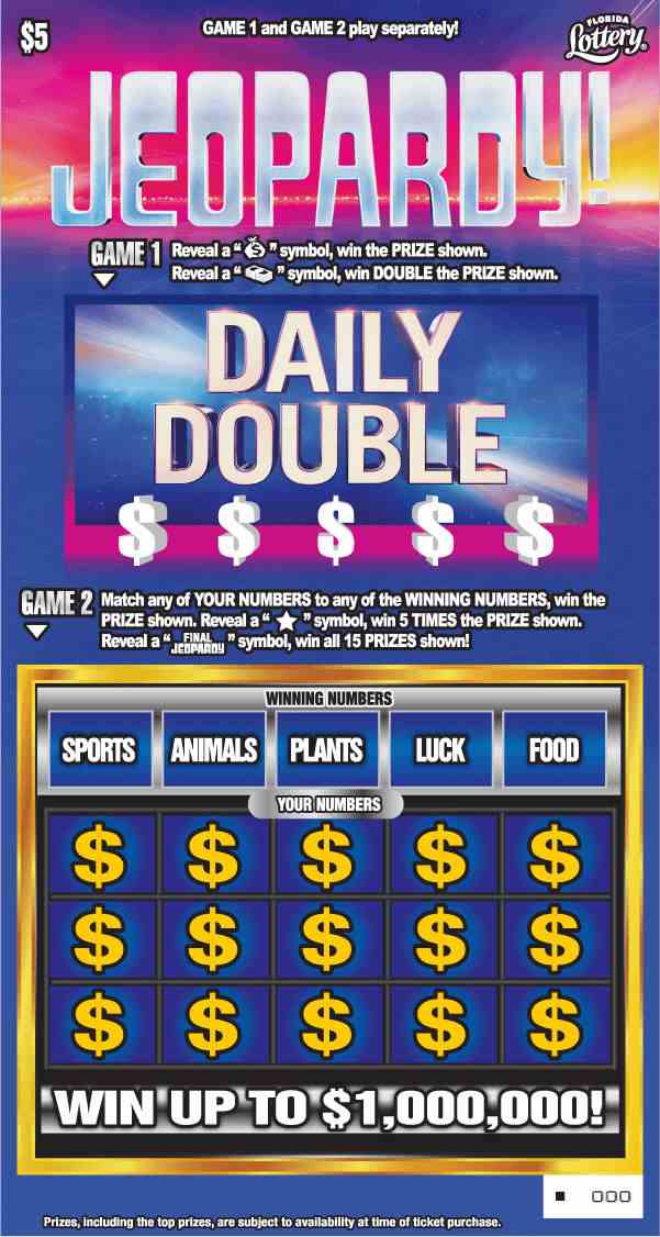 JEOPARDY scratchcard - game number #5056 - front