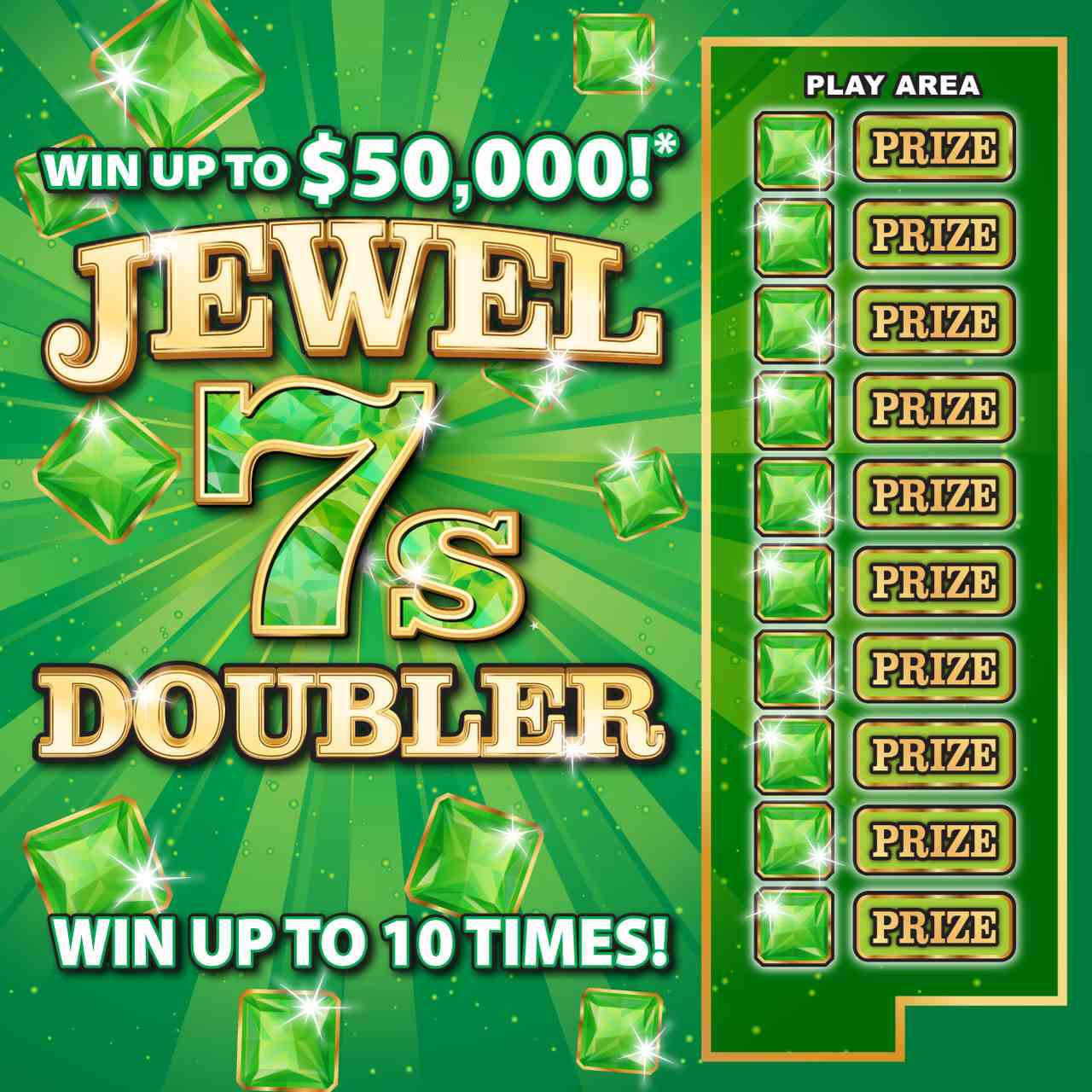 JEWEL 7s DOUBLER scratchcard - game number #5021 - front