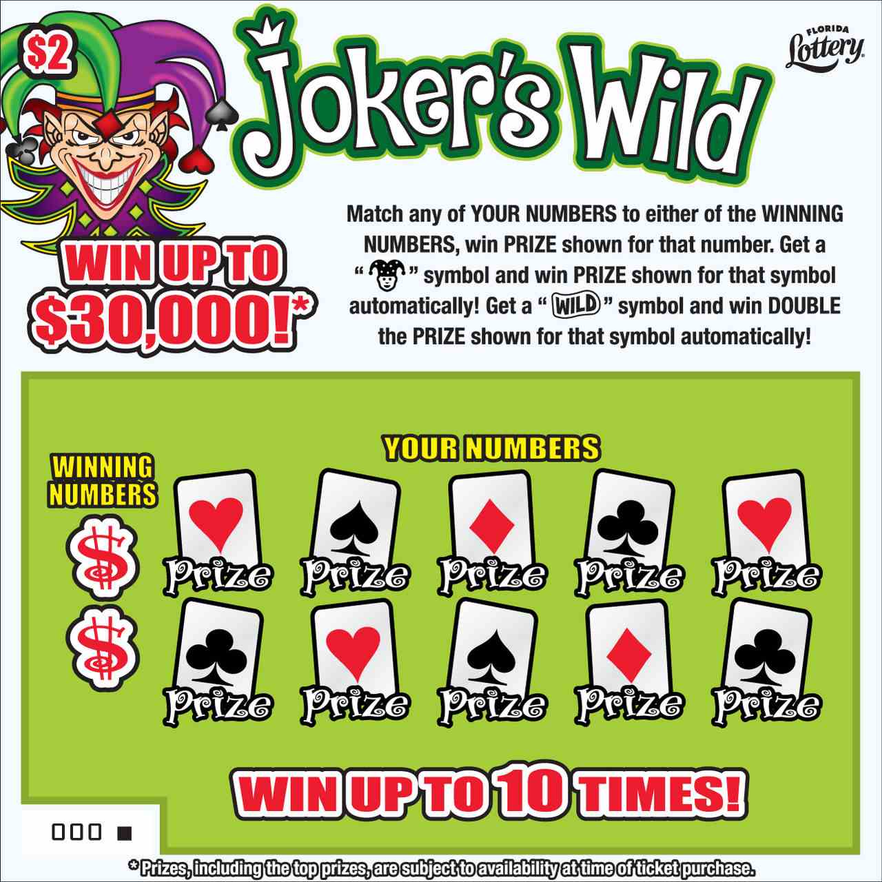 Joker's Wild scratchcard - game number #5014 - front