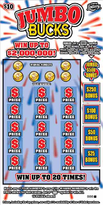 Jumbo Bucks scratchcard - game number #1639 - front