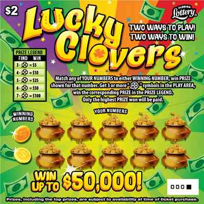 Lucky Clovers scratchcard - game number #1625 - front