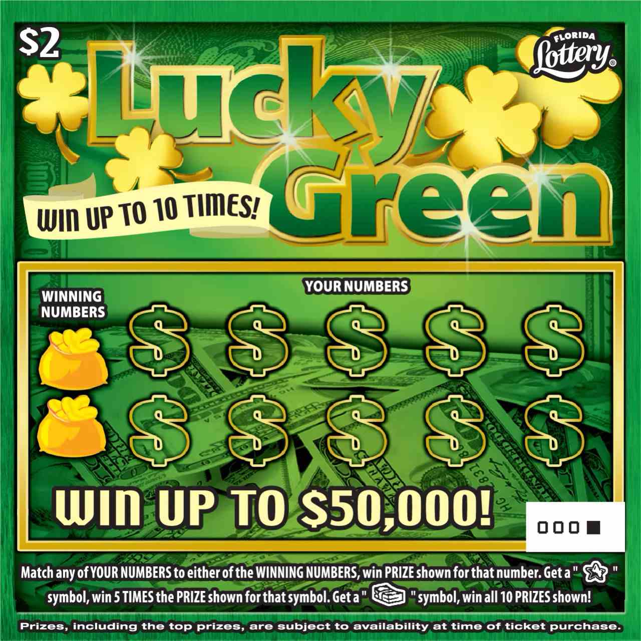 LUCKY GREEN scratchcard - game number #1556 - front