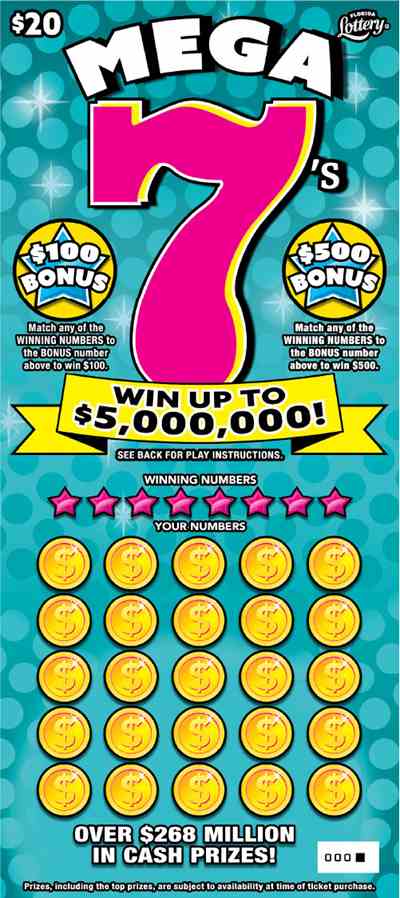 Mega 7’S scratchcard - game number #1634 - front