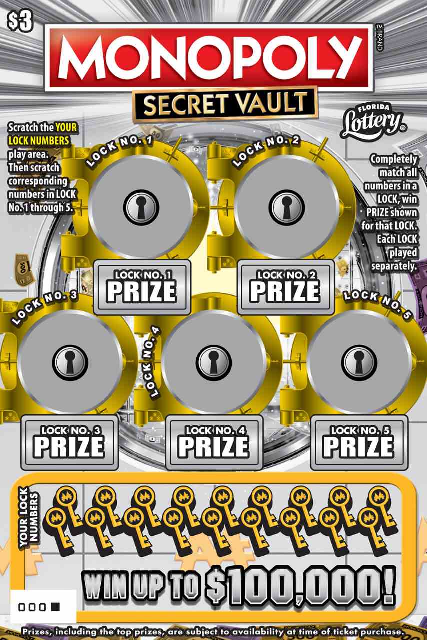 MONOPOLY™ SECRET VAULT scratchcard - game number #1531 - front