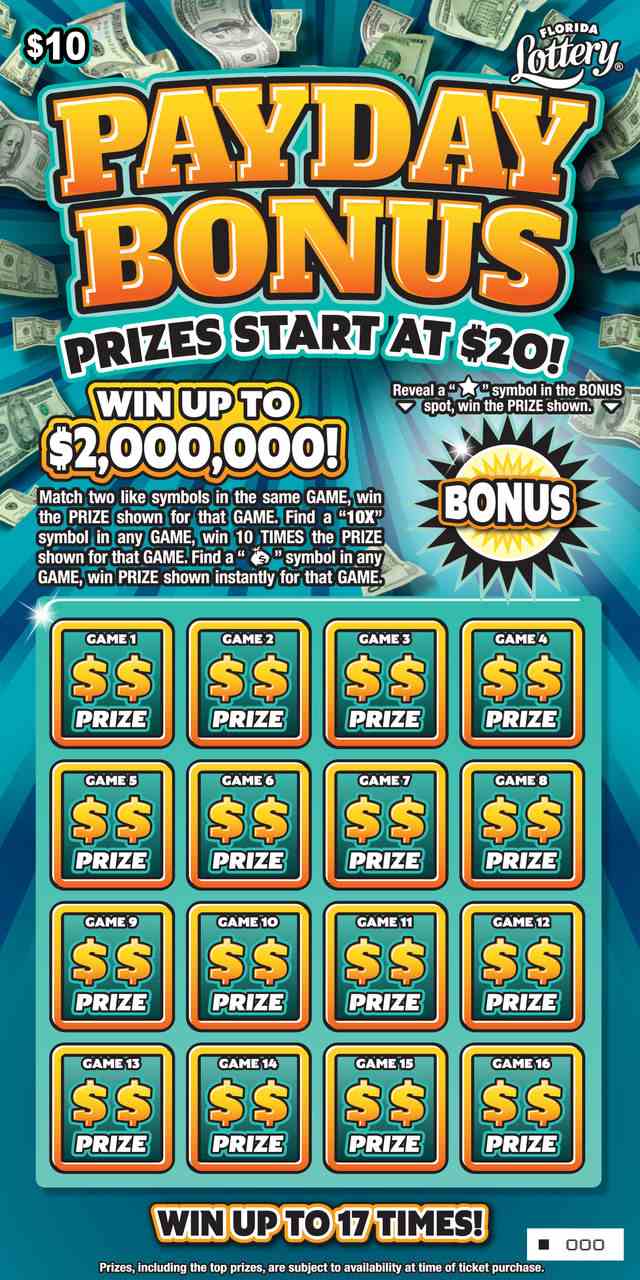 PAYDAY BONUS scratchcard - game number #5053 - front