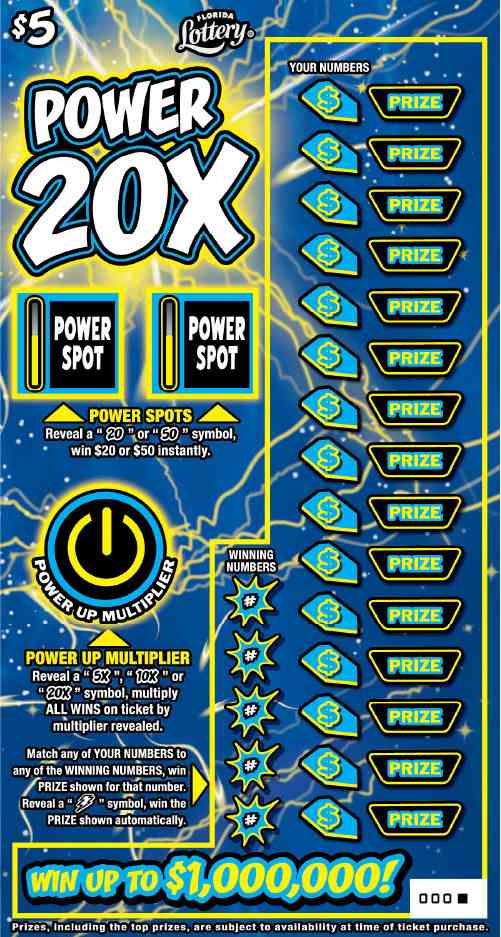 Power 20X scratchcard - game number #1641 - front