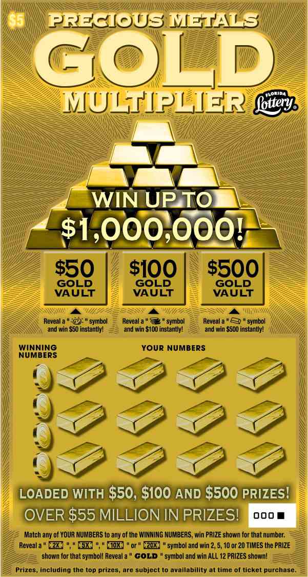 Precious Metals Gold Multiplie scratchcard - game number #1629 - front