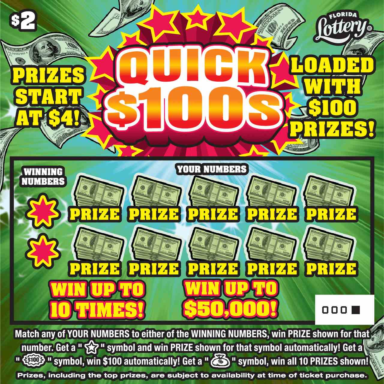 Quick $100S scratchcard - game number #1587 - front