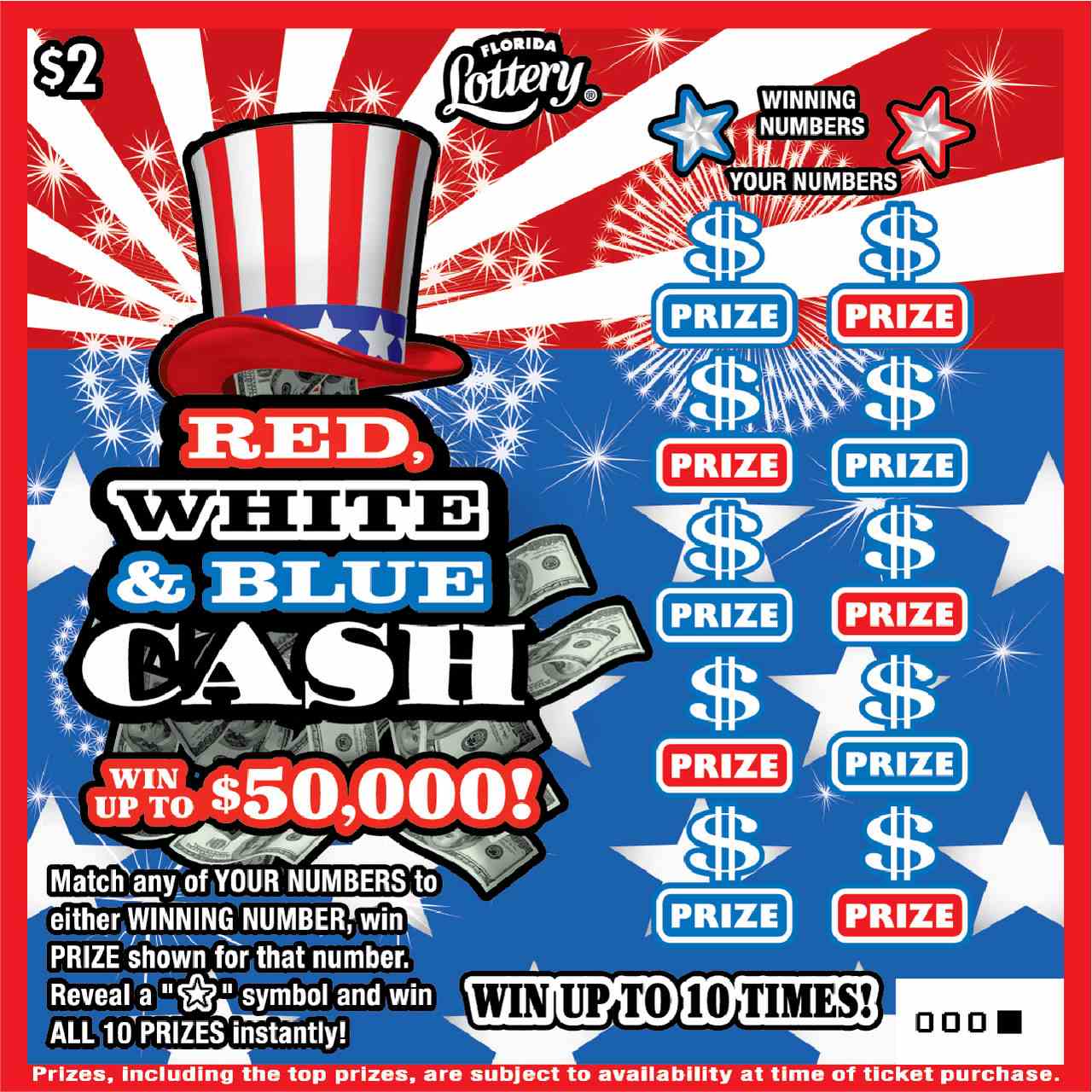 Red, White & Blue Cash scratchcard - game number #1631 - front