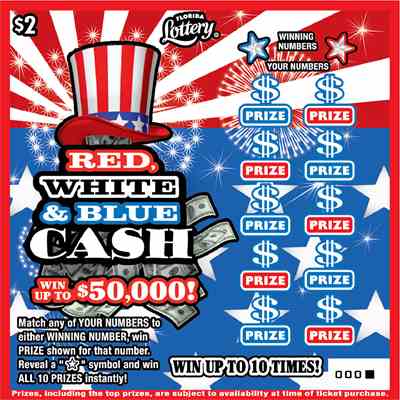 Red, White & Blue Cash scratchcard - game number #1631 - front