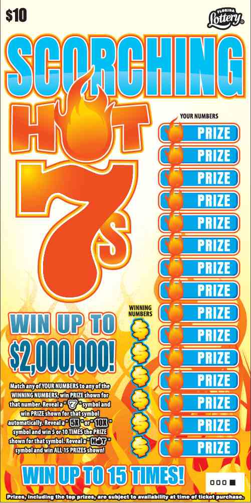 Scorching Hot 7S scratchcard - game number #1597 - front