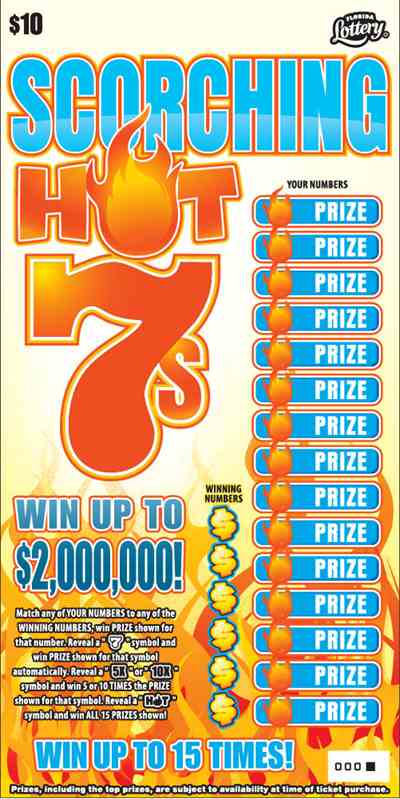 Scorching Hot 7S scratchcard - game number #1597 - front