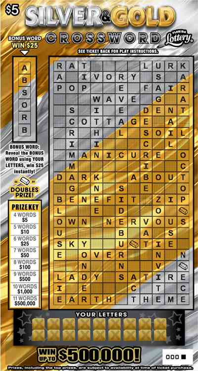 Silver & Gold Crossword scratchcard - game number #1628 - front