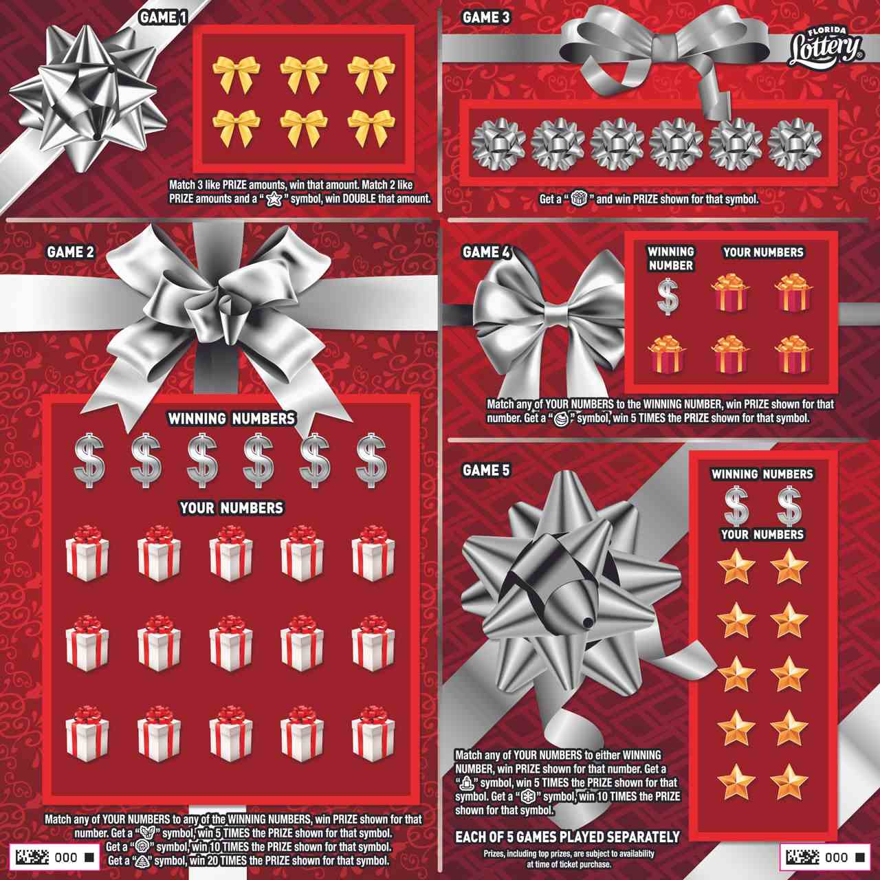 The Perfect Gift scratchcard - game number #7028 - front