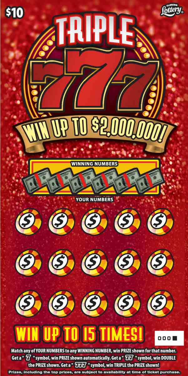 TRIPLE 777 scratchcard - game number #1558 - front