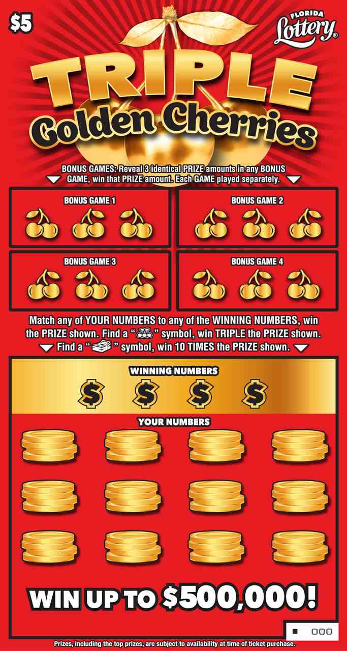 TRIPLE GOLDEN CHERRIES scratchcard - game number #5054 - front