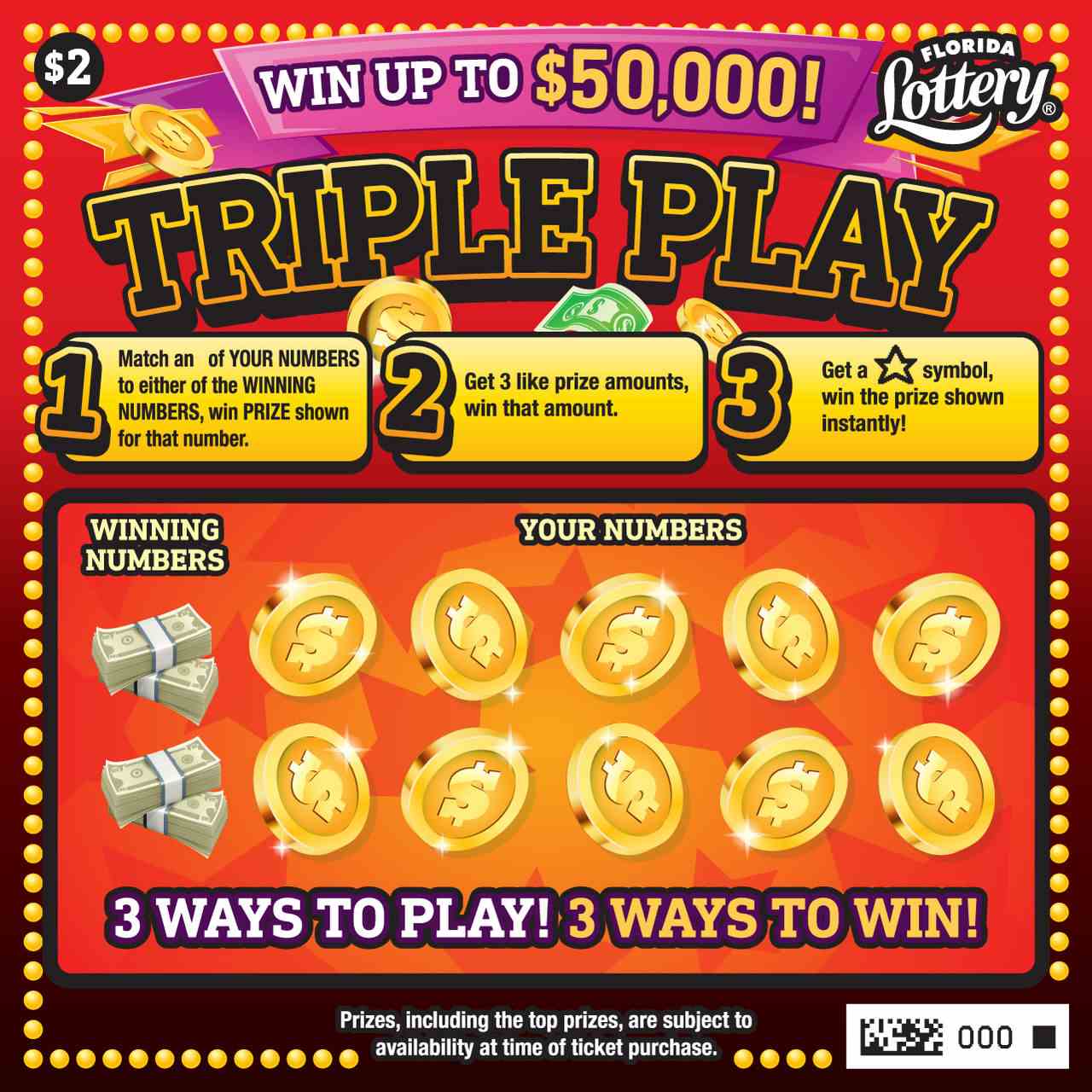 TRIPLE PLAY scratchcard - game number #7022 - front