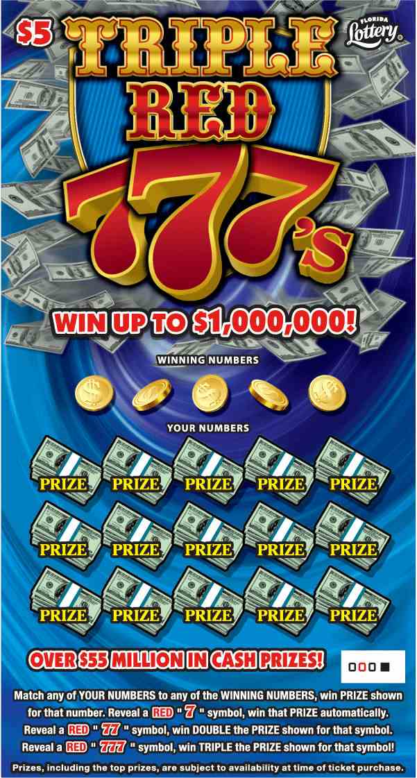 Triple Red 777’S scratchcard - game number #1603 - front