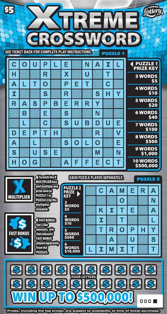 XTREME CROSSWORD scratchcard - game number #1514 - front