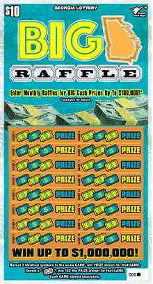 $10 Big Georgia Raffle scratchcard - game number #1708 - front