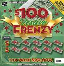 $100 Festive Frenzy scratchcard - game number #1807 - front